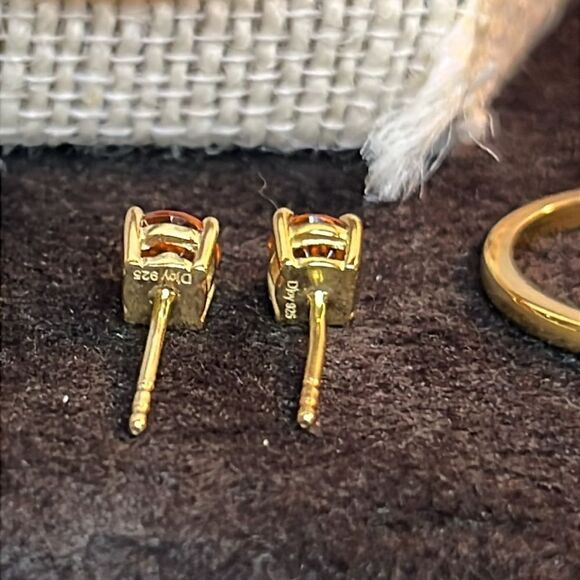 Premium Santa Ana Madeira Citrine Jewelry Set 18kyg/ Sterling Silver - Picture 9 of 11